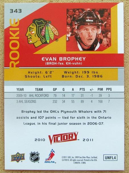 НХЛ Эван Брофи Чикаго Блэкхокс № 343 1