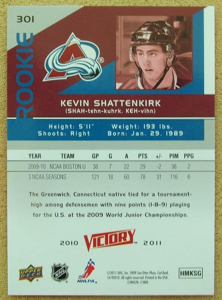 НХЛ Кевин Шаттенкирк Колорадо Эвеланш № 301 1