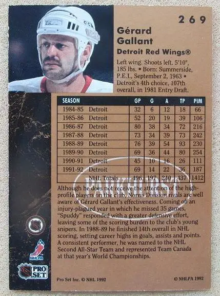 НХЛ Жерар Галлан Детройт Ред Уингз № 269 1