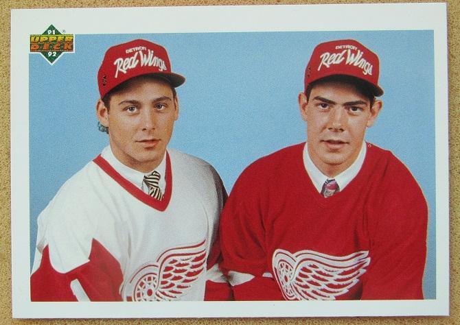 НХЛ Джейми Пушор и Мартин Лапойнт Детройт Ред Уингз № 63 чек-лист драфт