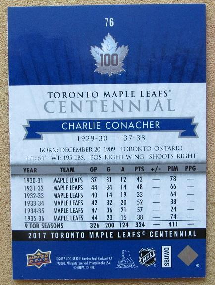 НХЛ Чарли Конахер Торонто Мэйпл Лифс № 76 1