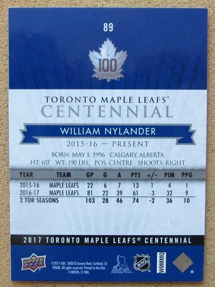 НХЛ Вильям Нюландер Торонто Мэйпл Лифс № 89 1
