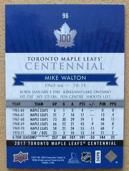 НХЛ Майк Уолтон Торонто Мэйпл Лифс № 96 1