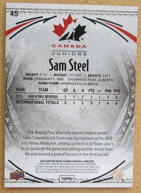 НХЛ Сэм Стил Канада № 45 1