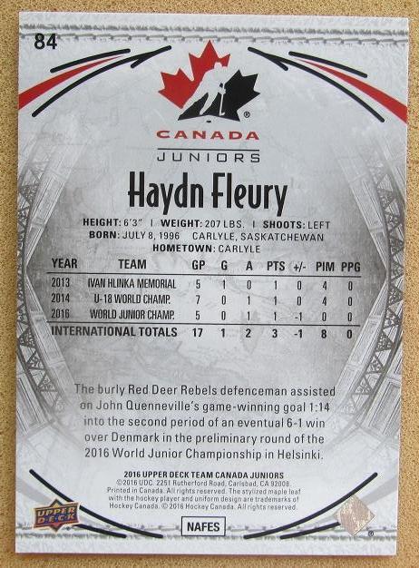 НХЛ Хэйдн Флёри Канада № 84 1