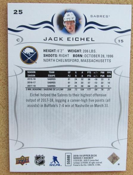НХЛ Джек Айкел Баффало Сейбрз № 25 1