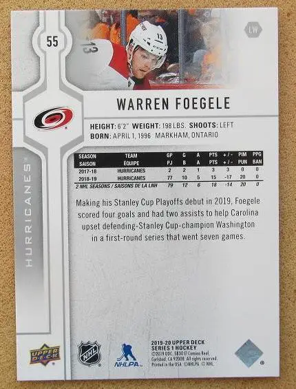 НХЛ Уоррен Фогеле Каролина Харрикейнз № 55 1