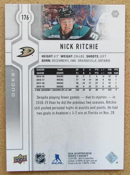 НХЛ Николас Ричи Анахайм Дакс № 176 1