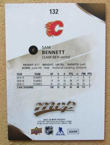 НХЛ Сэм Беннетт Калгари Флэймз № 132 1