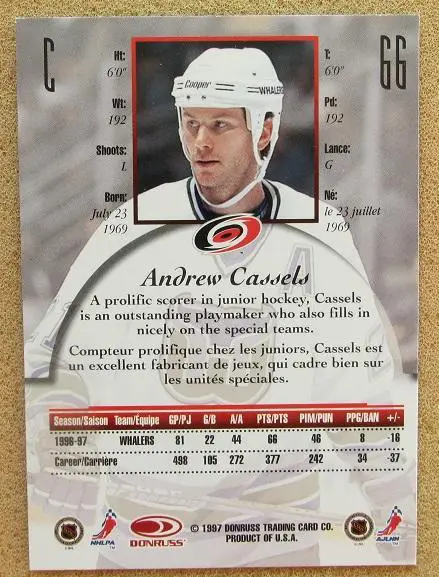 НХЛ Эндрю Касселс Хартфорд Уэйлерс № 66 1