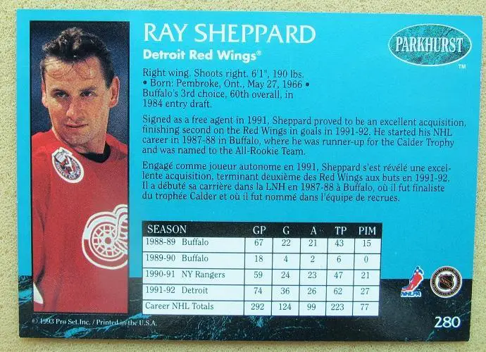 НХЛ Рэй Шеппард Детройт Ред Уингз № 280 1