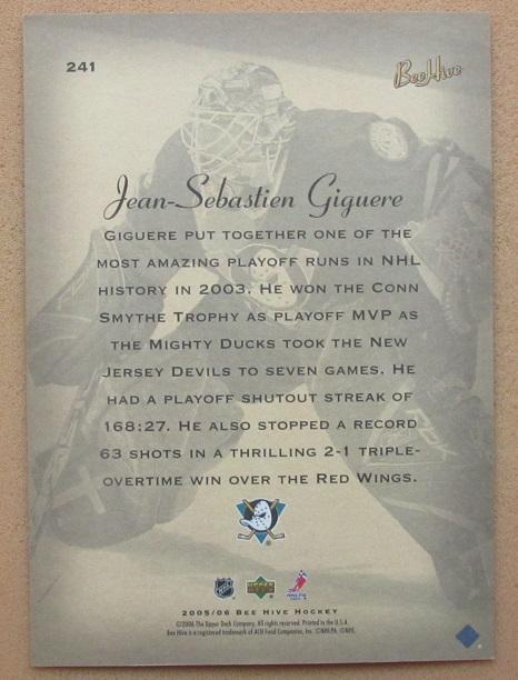 НХЛ Жан-Себастьян Жигер Анахайм Майти Дакс № 241 автограф джумбо 1
