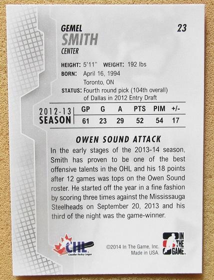 НХЛ Джемел Смит Оуэн Саунд Аттак № 23 1