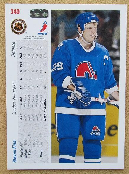 НХЛ Стивен Финн Квебек Нордикс № 340 1
