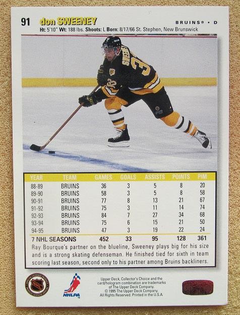 НХЛ Боб Суини Бостон Брюинз № 91 1