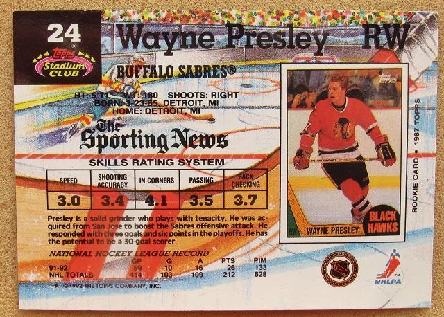 НХЛ Уэйн Пресли Баффало Сейбрз № 24 1