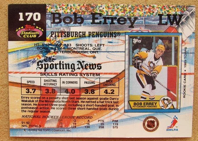 НХЛ Боб Эрри Питтсбург Пингвинз № 170 1