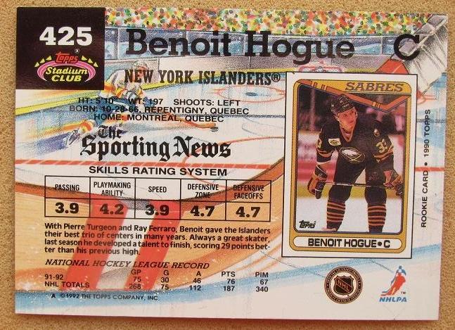 НХЛ Бенуа Хог Нью-Йорк Айлендерс № 425 1
