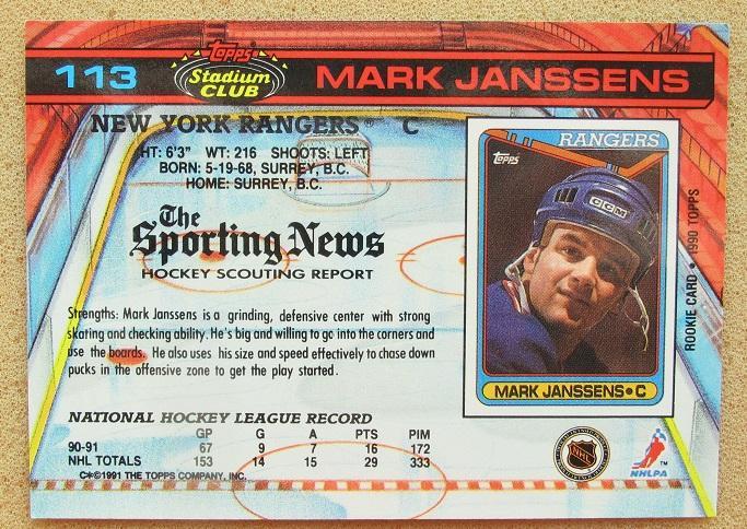 НХЛ Марк Янссонс Нью-Йорк Рейнджерс № 113 1