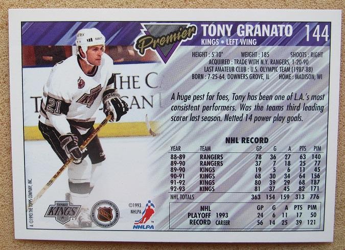 НХЛ Тони Гранато Лос-Анжелес Кингз № 144 1