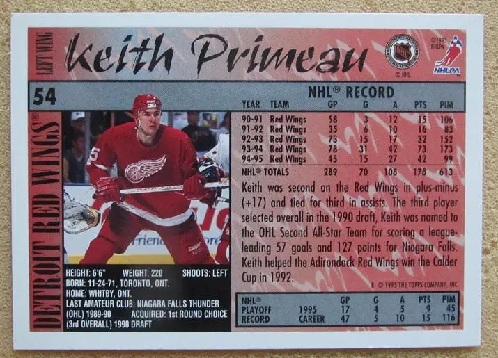 НХЛ Кит Примо Детройт Ред Уингз № 54 1