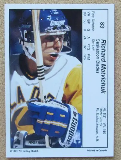 НХЛ Ричард Матвичук Саскатун Блэйдз № 83 1