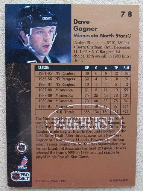 НХЛ Дэйв Гагнье Миннесота Норт Старз № 78 1