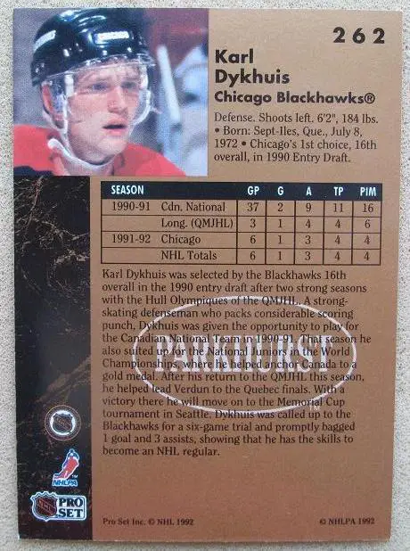 НХЛ Карл Дайкхаус Чикаго Блэкхокс № 262 1