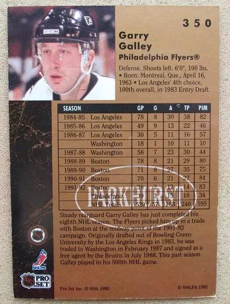 НХЛ Гари Галлей Филадельфия Флайерз № 350 1
