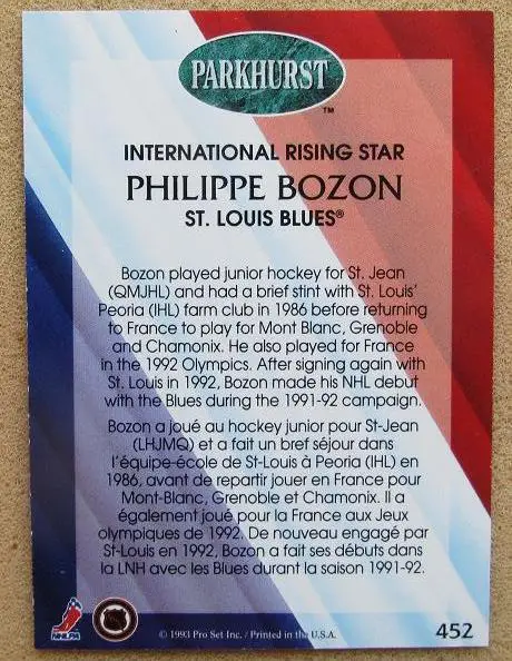НХЛ Филипп Бозон Сент-Луис Блюз № 452 1