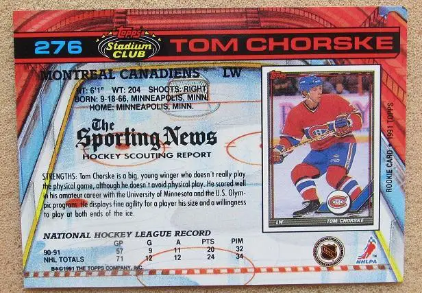 НХЛ Том Чорски Монреаль Канадиенс № 276 1