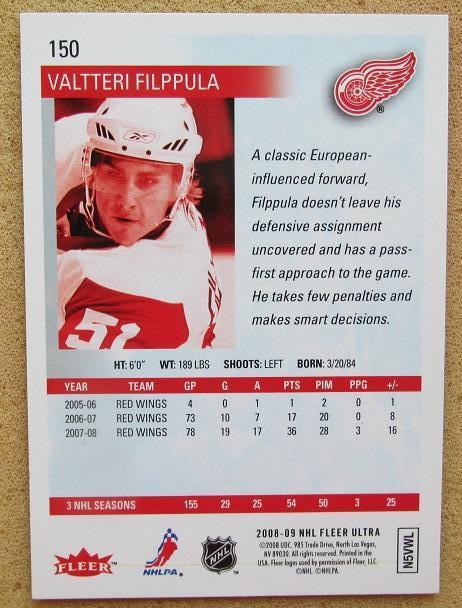 НХЛ Валттери Филппула Детройт Ред Уингз № 150 1