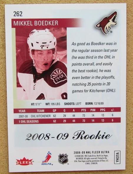 НХЛ Миккель Бёдкер Финикс Койотис № 262 1