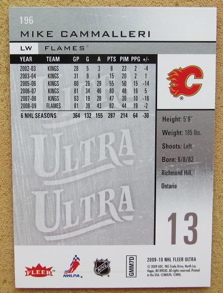НХЛ Майк Каммаллери Калгари Флэймз № 196 1
