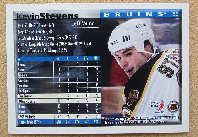 НХЛ Кевин Стивенс Бостон Брюинз № 59 1