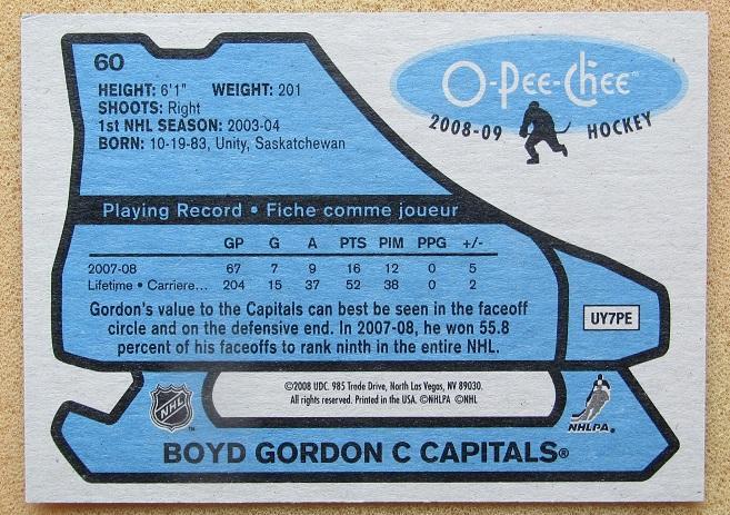 НХЛ Гордон Бойд Вашингтон Кэпиталз № 60 1
