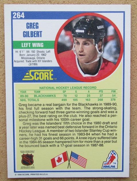 НХЛ Грег Гилберт Чикаго Блэкхокс № 264 1