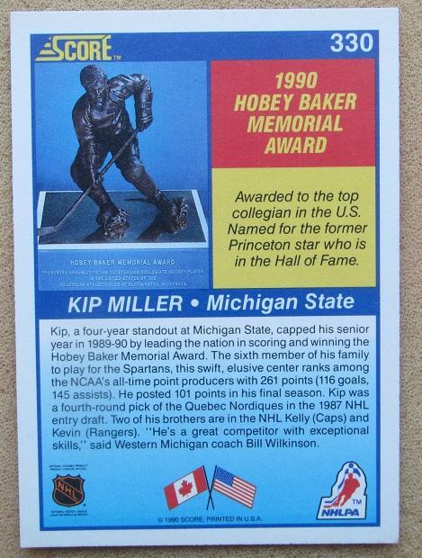 НХЛ Кип Миллер Мичиганский Университет № 330 1