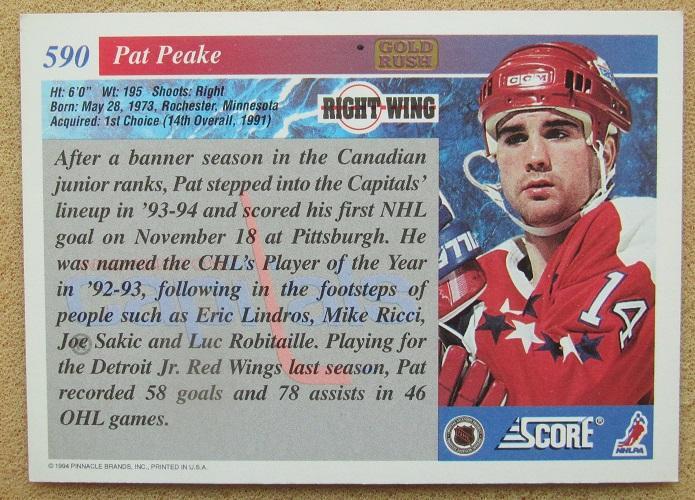 НХЛ Пэт Пике Вашингтон Кэпиталз № 590 1