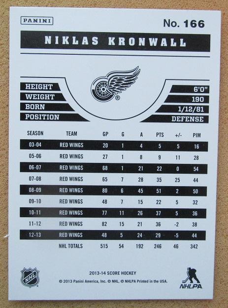 НХЛ Никлас Крунвалль Детройт Ред Уингз № 166 1