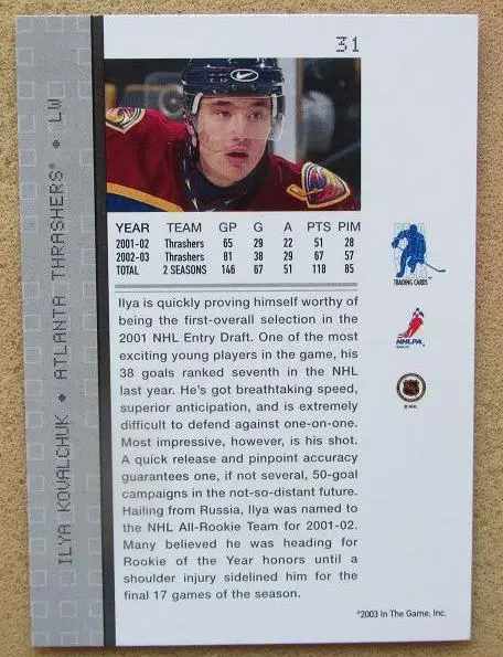 НХЛ Илья Ковальчук Атланта Трэйшерз Спартак Москва Казань Воскресенск № 31 1