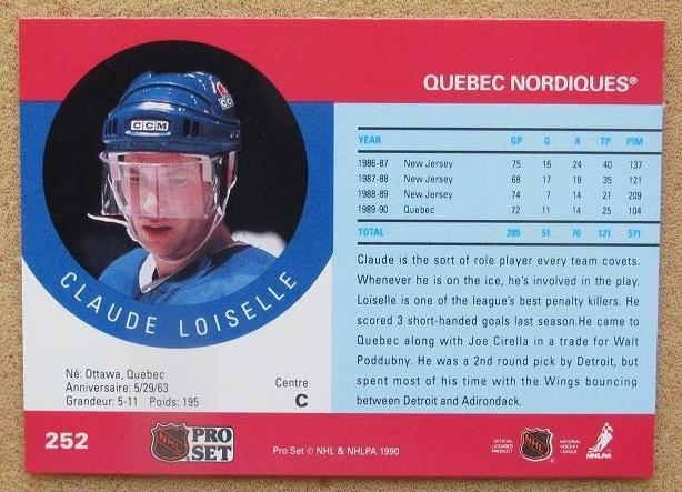 НХЛ Клод Луазель Квебек Нордикс № 252 1