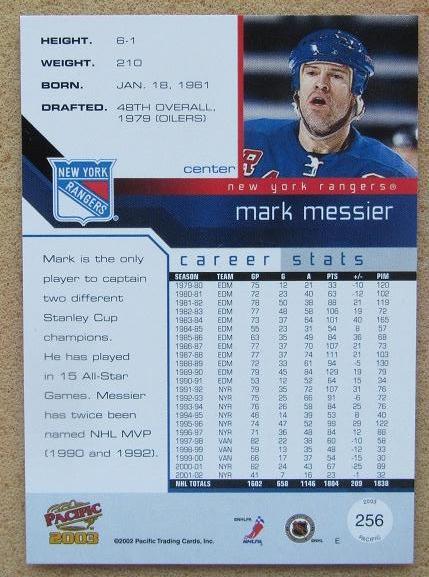 НХЛ Марк Мессье Нью-Йорк Рейнджерс № 256 1