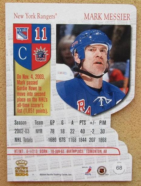 НХЛ Марк Мессье Нью-Йорк Рейнджерс № 68 1