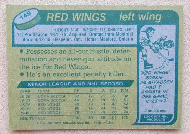 НХЛ Пол Вудс Детройт Ред Уингз № 148 1