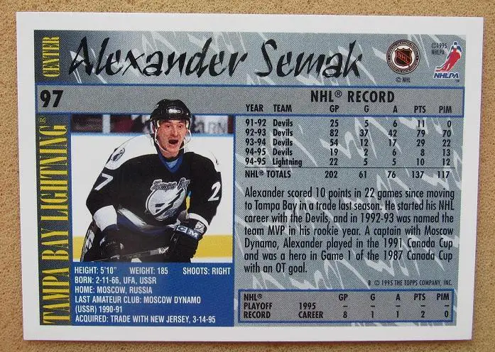НХЛ Александр Семак Тампа Бэй Лайтнинг Уфа Москва Северсталь № 97 1