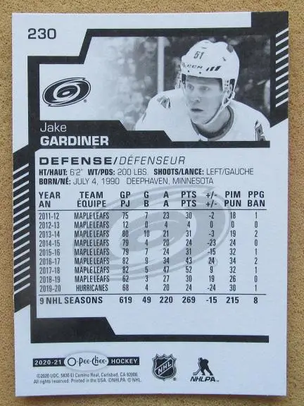 НХЛ Джейк Гардинер Каролина Харрикейнз № 230 1