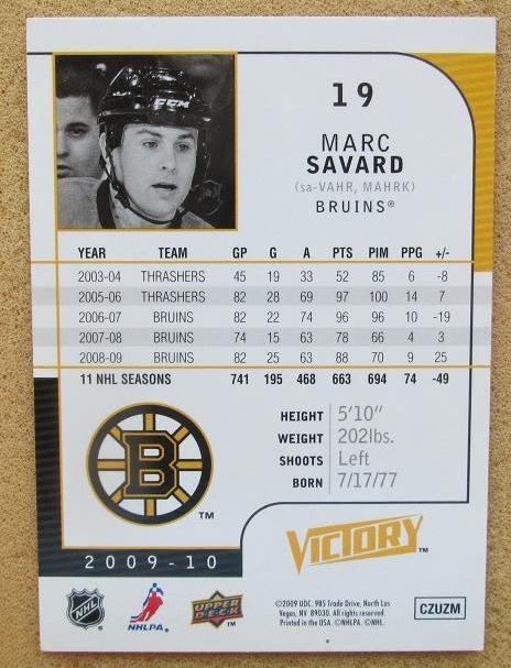 НХЛ Марк Савар Бостон Брюинз № 19 1