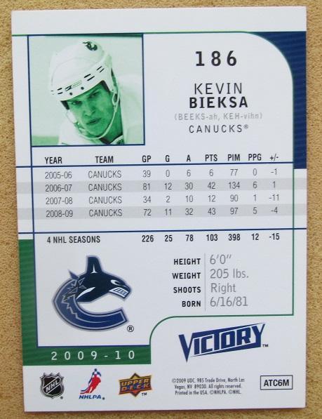 НХЛ Кевин Биекса Ванкувер Кэнакс № 186 1