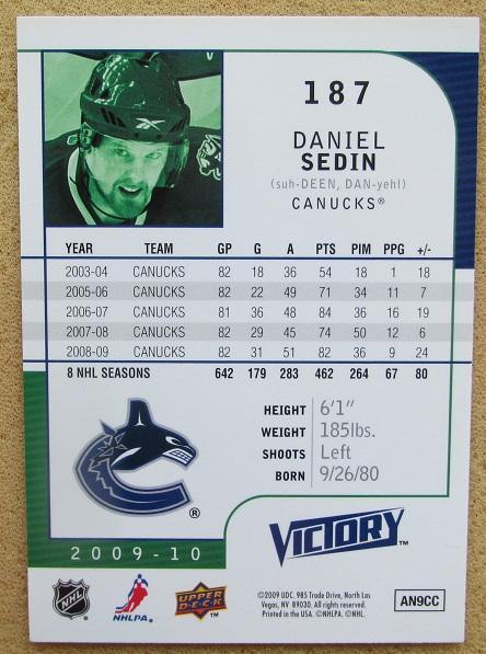 НХЛ Даниэль Седин Ванкувер Кэнакс № 187 1